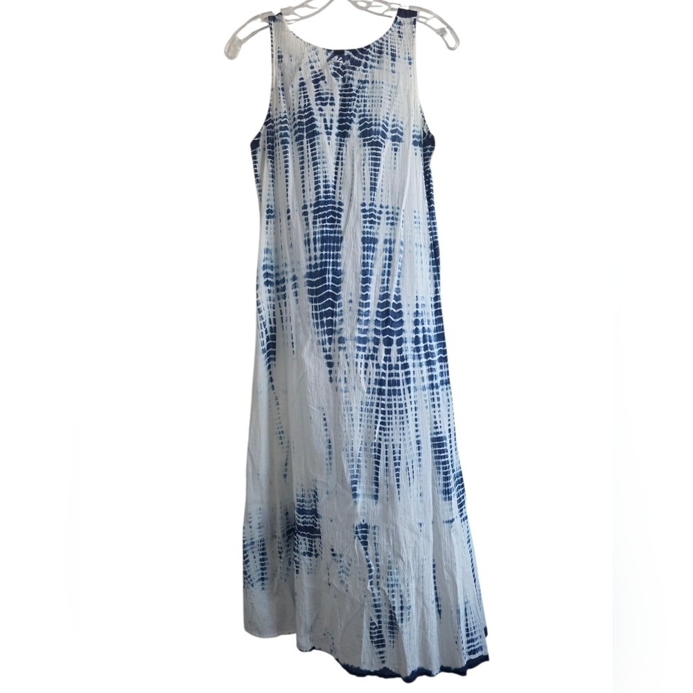 ❤️ 3 For 15 Blue and White Tie Dye Sleeveless Dress - Picture 2 of 4